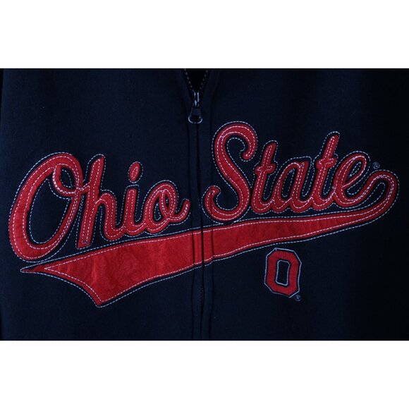 Vintage Mens XL Faded Spell Out Script Ohio State University Full Zip Hoodie - Picture 4 of 13